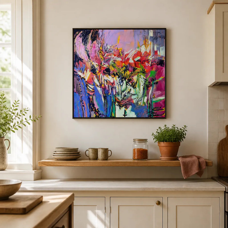 A Season to Bloom Abstract Art Print in a room setting