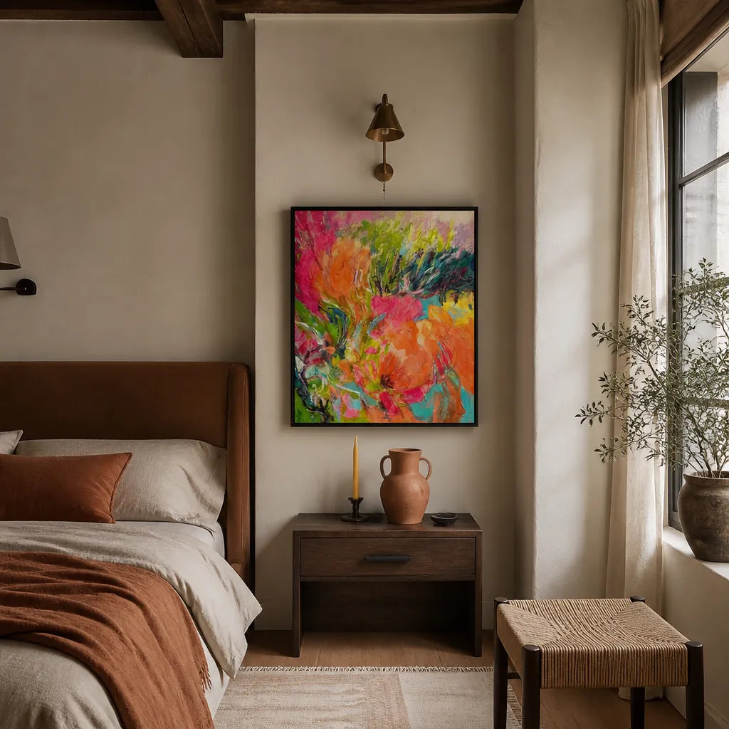Room mockup featuring Sunshine & Proteas Abstract Art Print