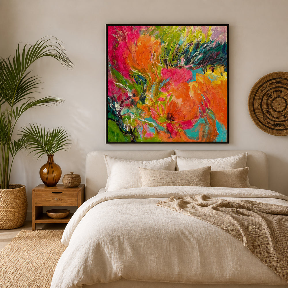 Room mockup featuring Sunshine & Proteas Abstract Art Print