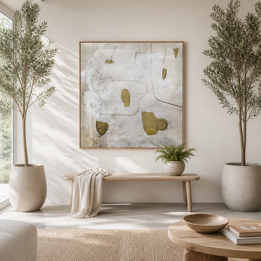 Perpetual in Neutral Abstract Art Print in a room setting