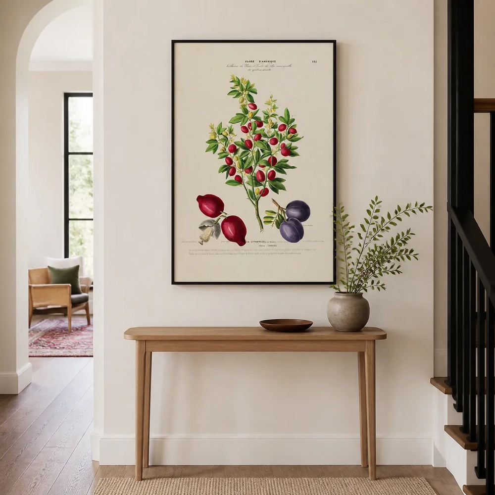 Room mockup featuring Bountiful Berries and Blooms Vintage Art Print