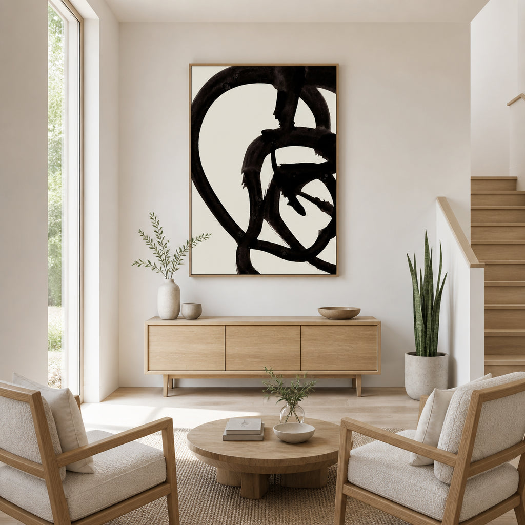 Atienne Abstract Contemporary Art Print 1 shown in a styled room