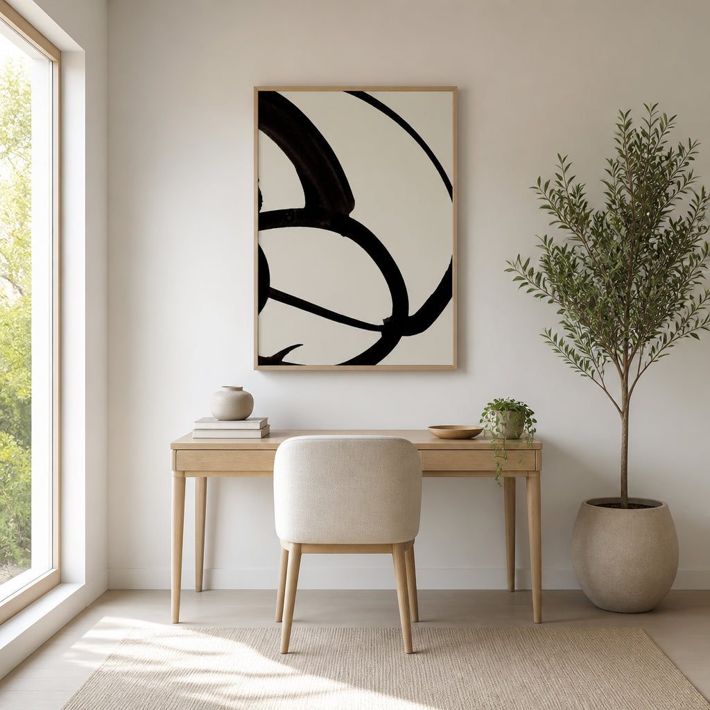 Atienne Abstract Contemporary Art Print 2 shown in a styled room