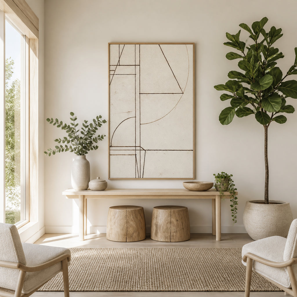 Contemporary Abstract Minmod 2 Art Print shown in a styled room