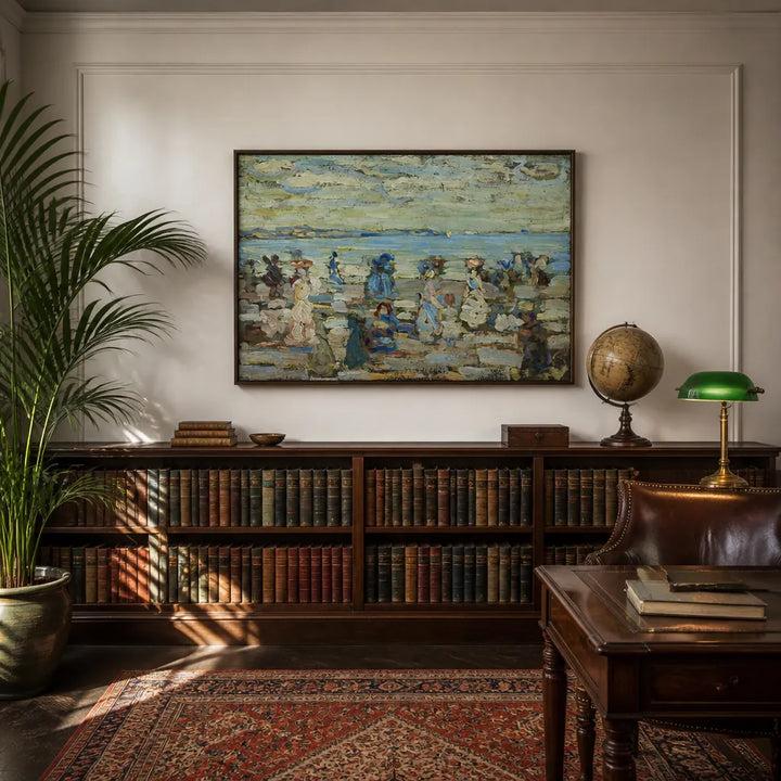 Room mockup featuring Seaside Promenade in Pastel Vintage Print