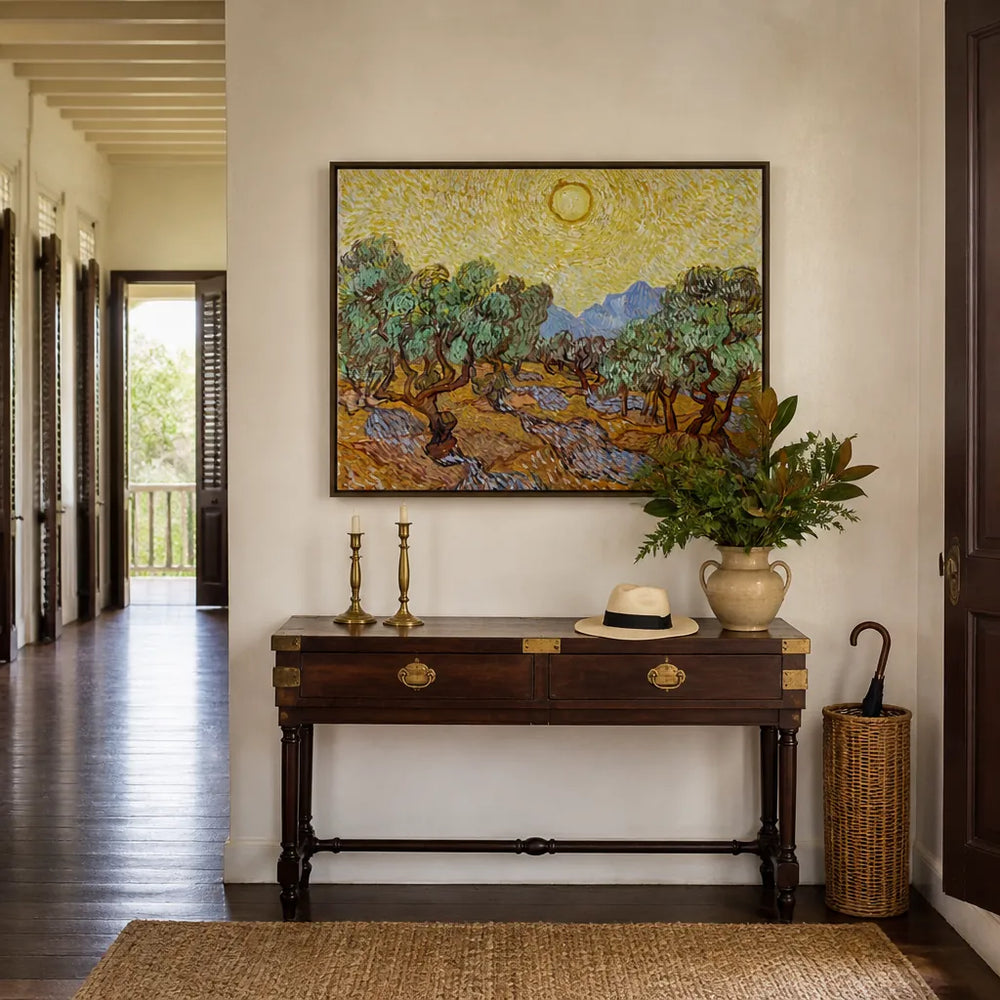 Room mockup featuring Olive Trees by Vincent Van Gogh Art Print