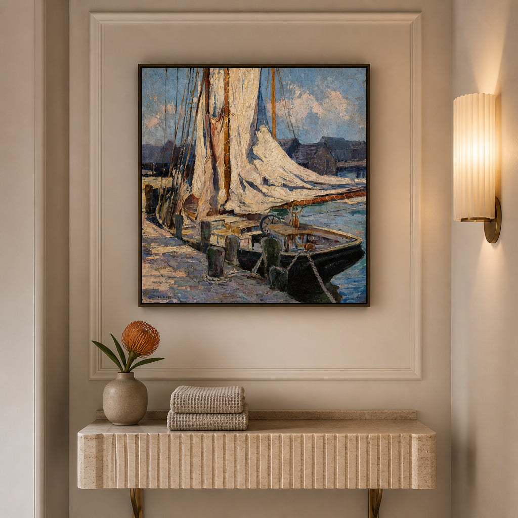 Room mockup featuring Harbor Serenity Art Print
