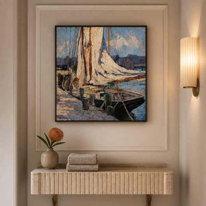Room mockup featuring Harbor Serenity Art Print