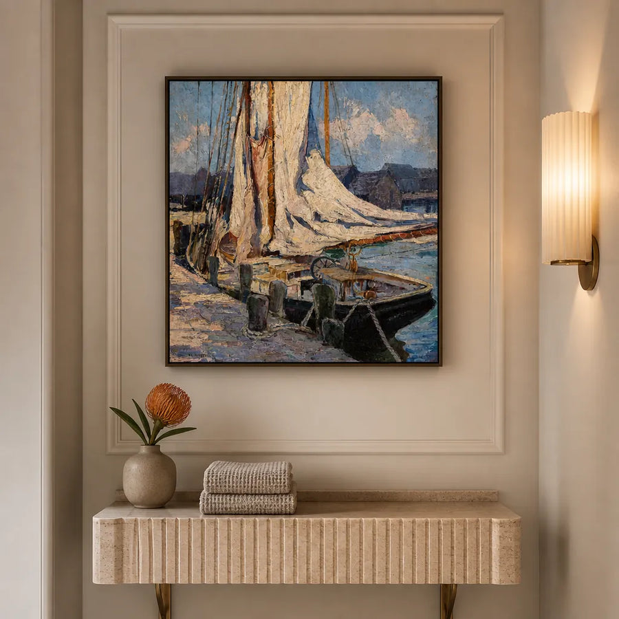Harbor Serenity Art Print in a room setting