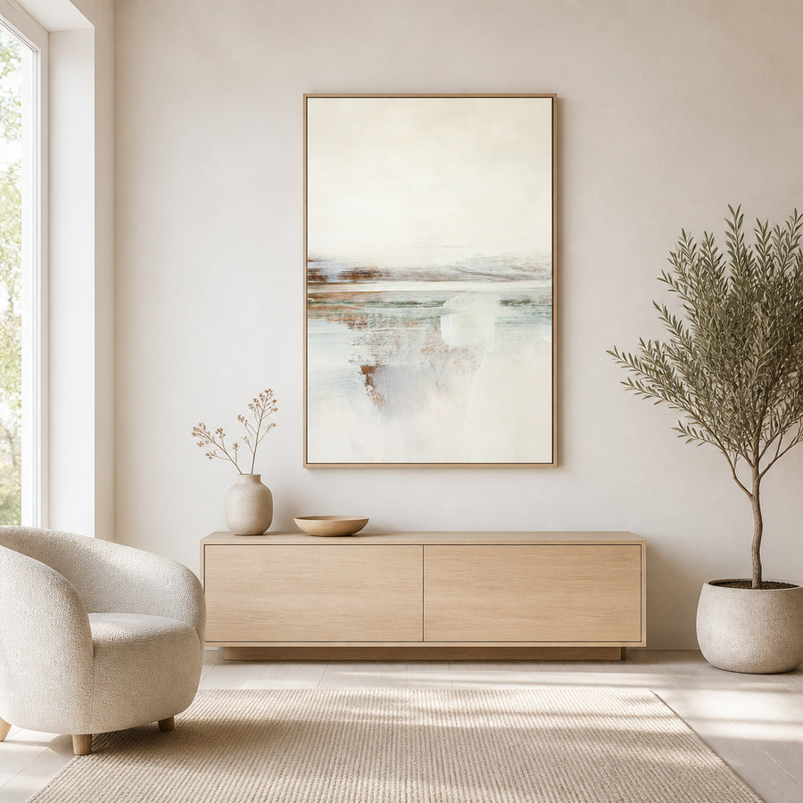 Whispering Shadows Abstract Art Print 1 in a room setting