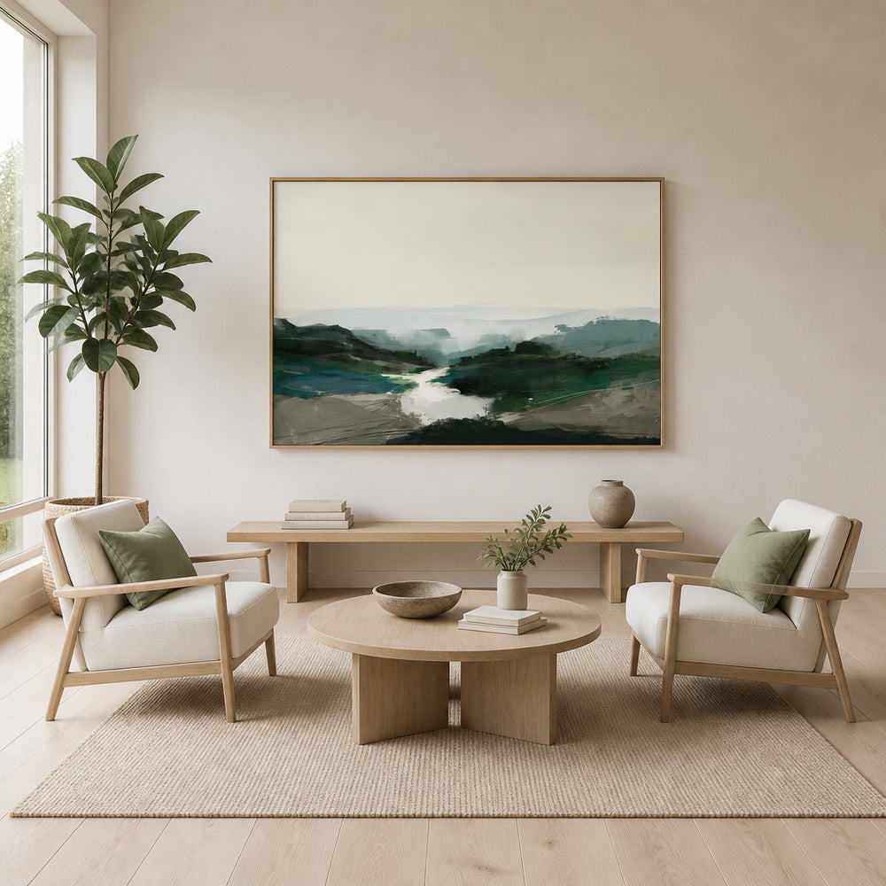 Room mockup featuring Tranquil Landscape Abstract Art Print