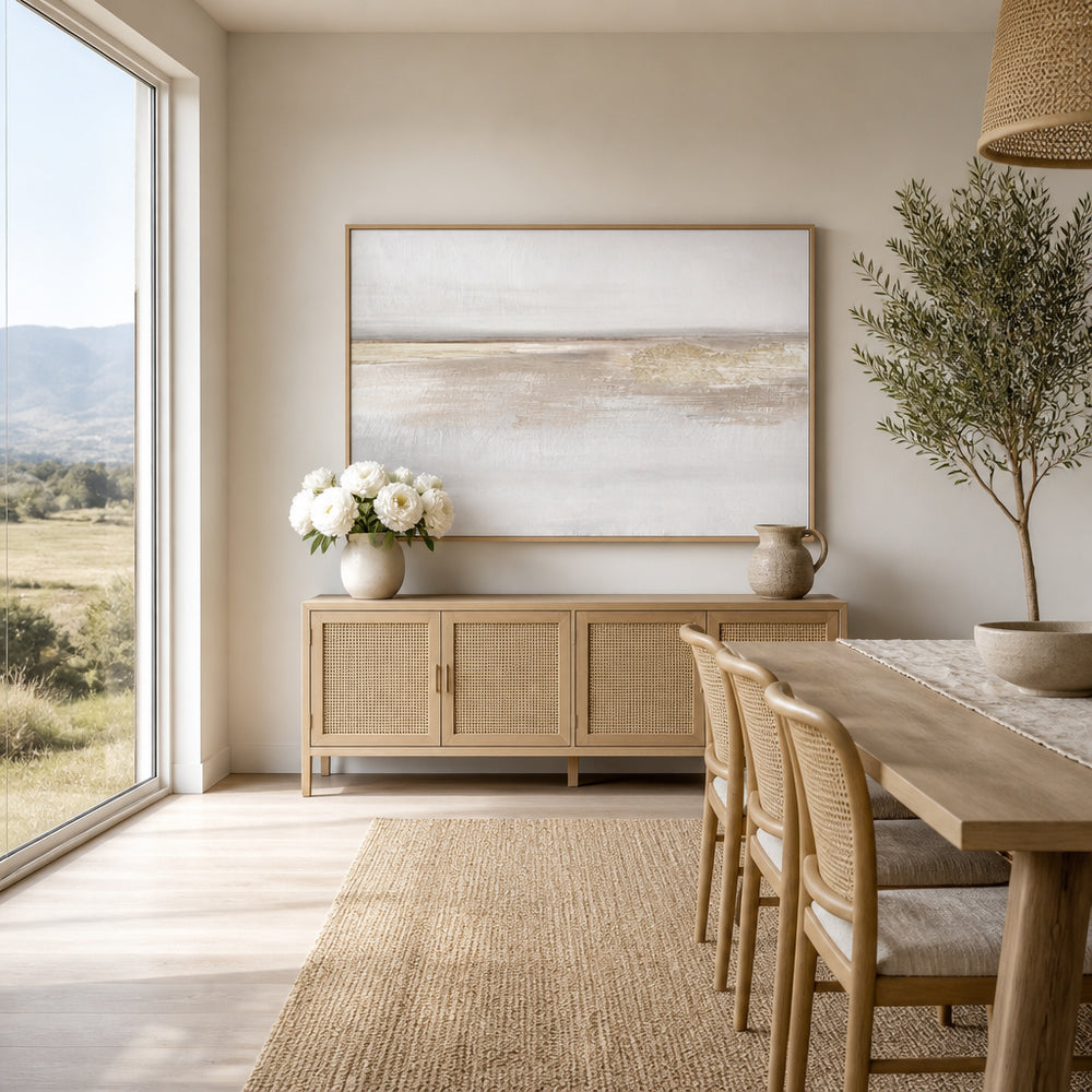 Room mockup featuring Serene Coastal Panorama Art Print