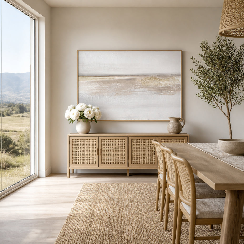Room mockup featuring Serene Coastal Panorama Art Print