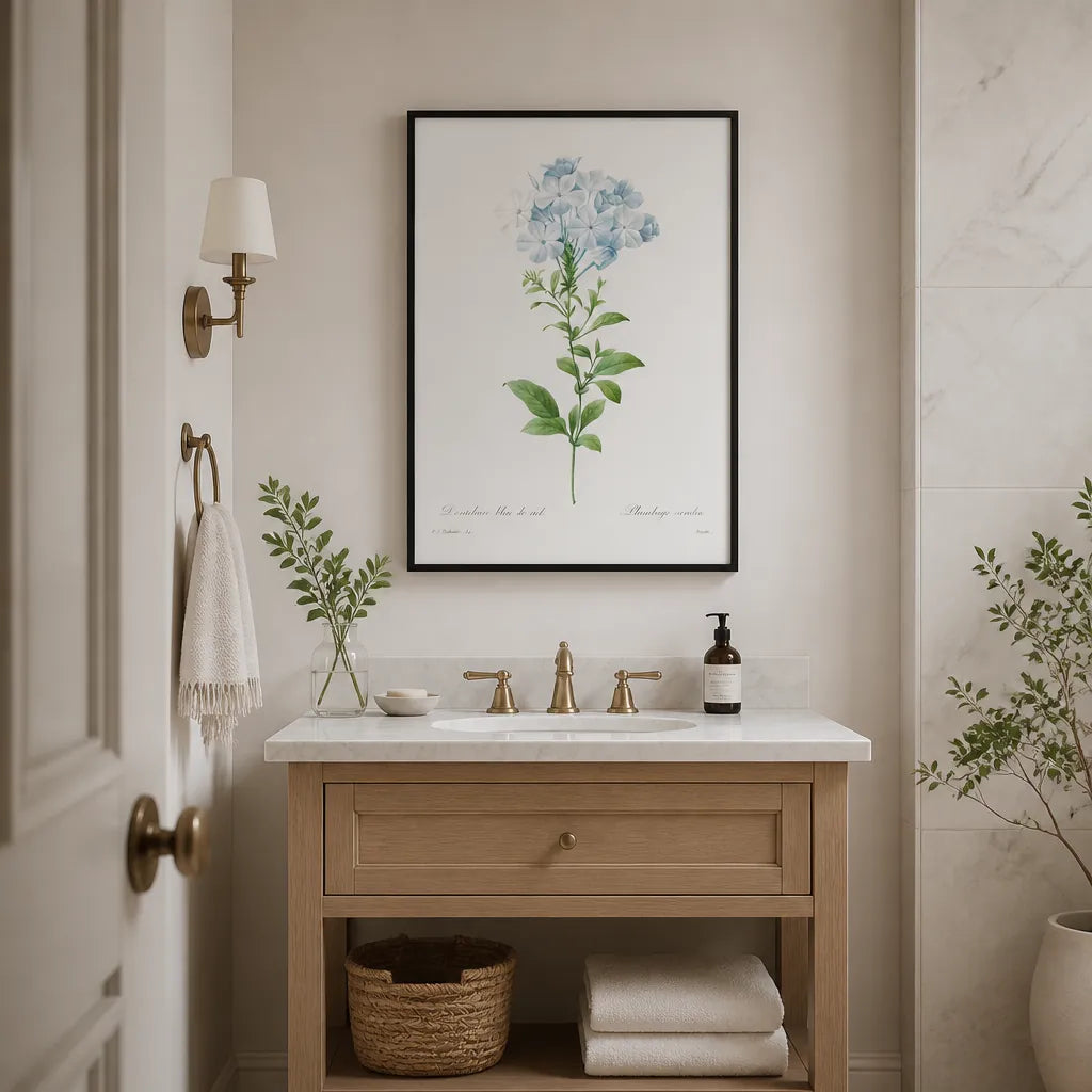Room mockup featuring Celestial Plumbago Vintage Art Print