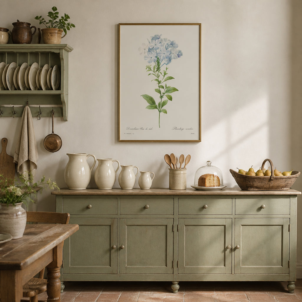 Room mockup featuring Celestial Plumbago Vintage Art Print