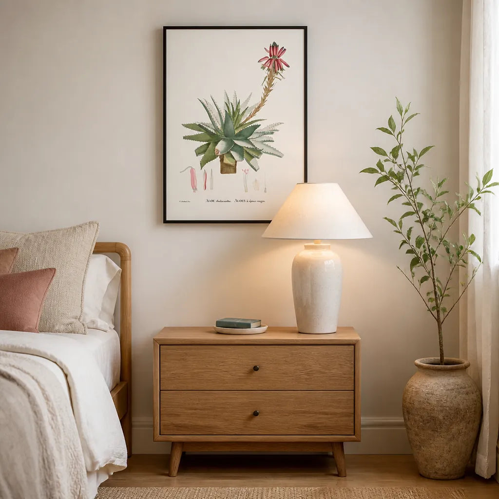 Room mockup featuring Blooming Aloe Rhodacantha Vintage Botanical Art Print
