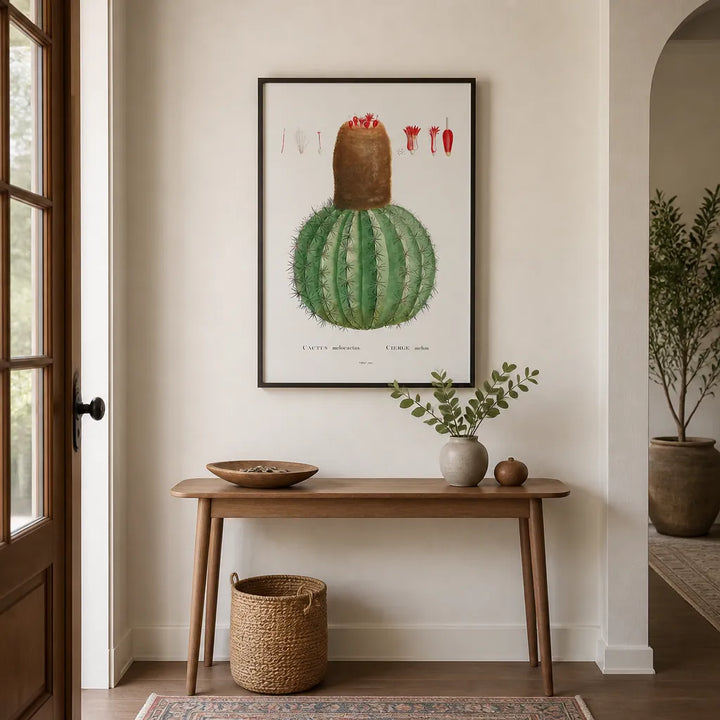 Room mockup featuring Desert Jewel Vintage Cactus Art Print