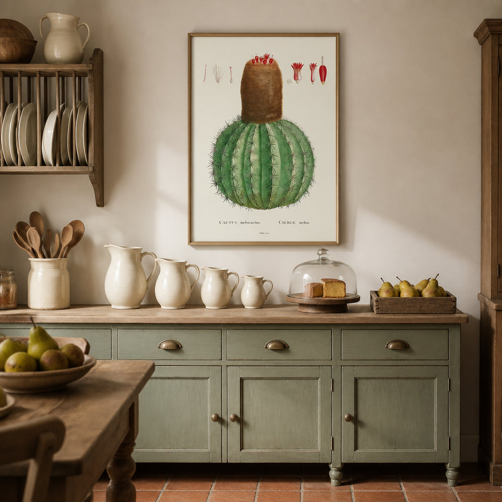 Room mockup featuring Desert Jewel Vintage Cactus Art Print