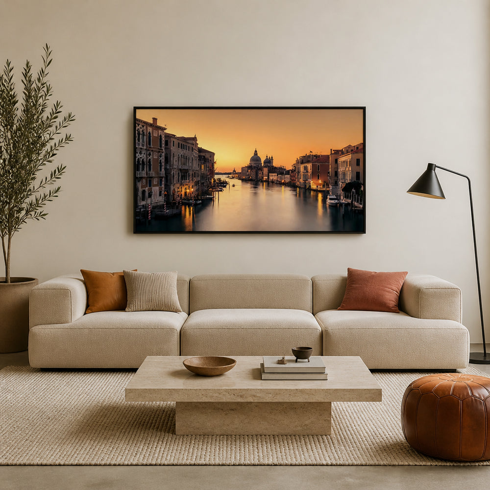 Room mockup featuring Dawn on Venice Photography Print