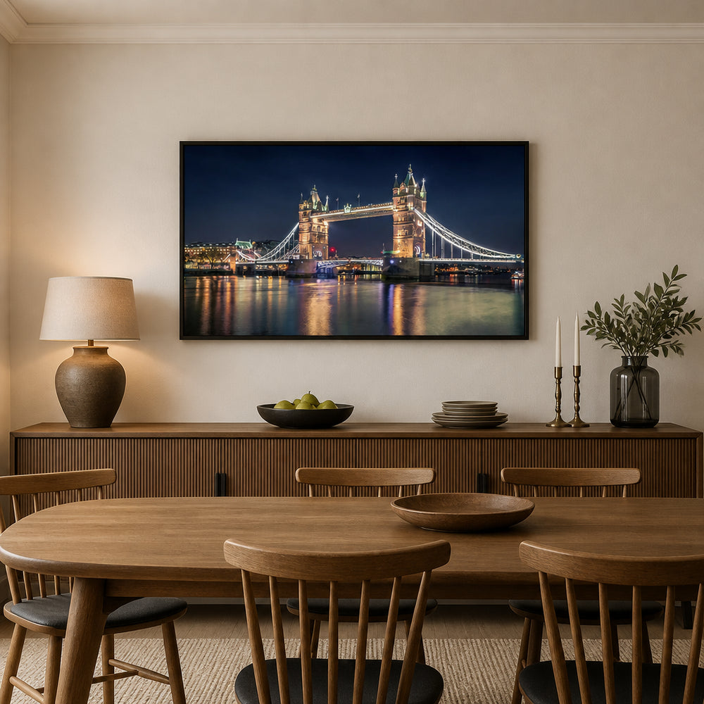Room mockup featuring Night at The Tower Bridge Photo Print