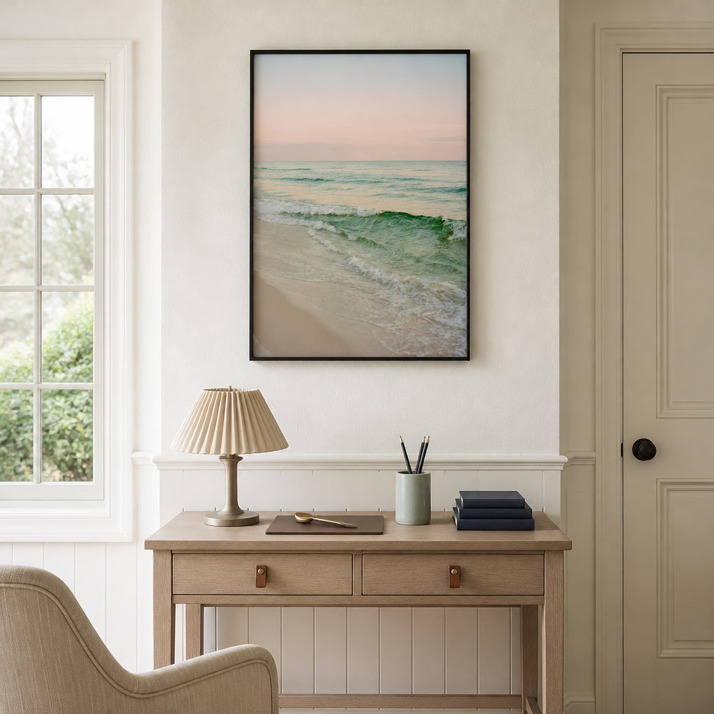 Room mockup featuring Serene Shoreline Photo Print