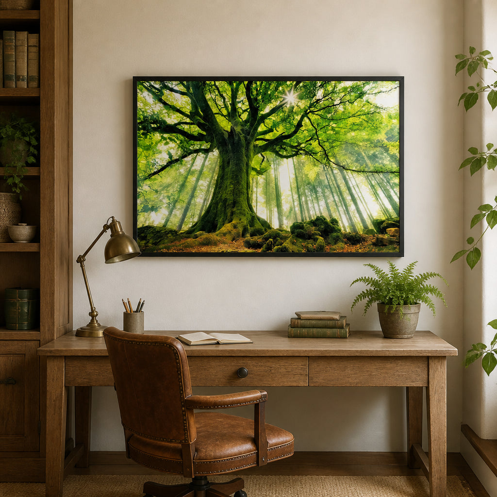 Room mockup featuring Enchanted Forest Canopy Print