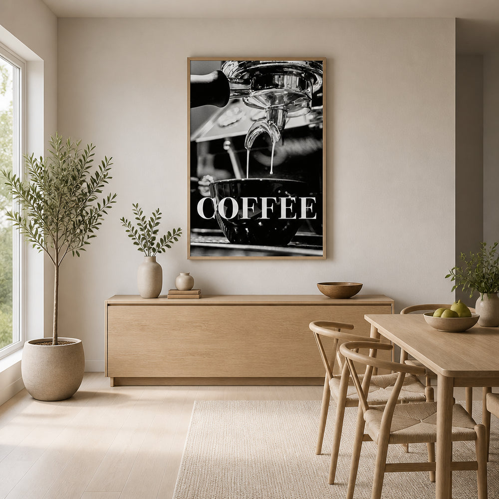 Room mockup featuring Coffee Text Contemporary Word Art Print