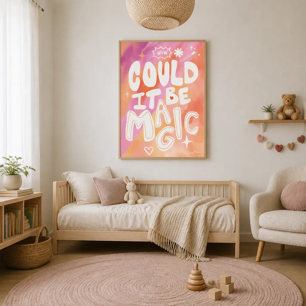 Room mockup featuring Could It Be Magic Word Art Print