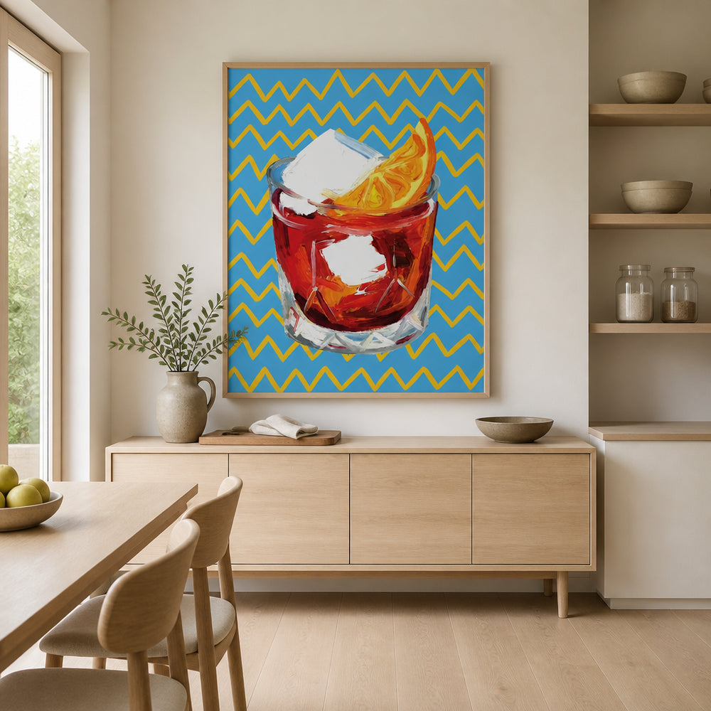 Room mockup featuring Citrus Zest Negroni Drinks Print