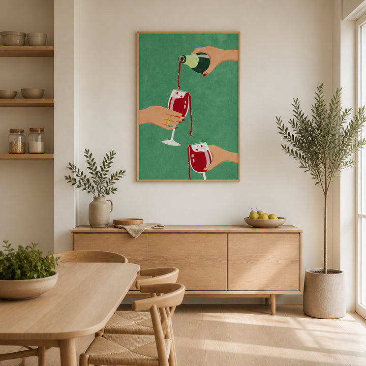 Room mockup featuring Cheers Girls Red Wine Art Print