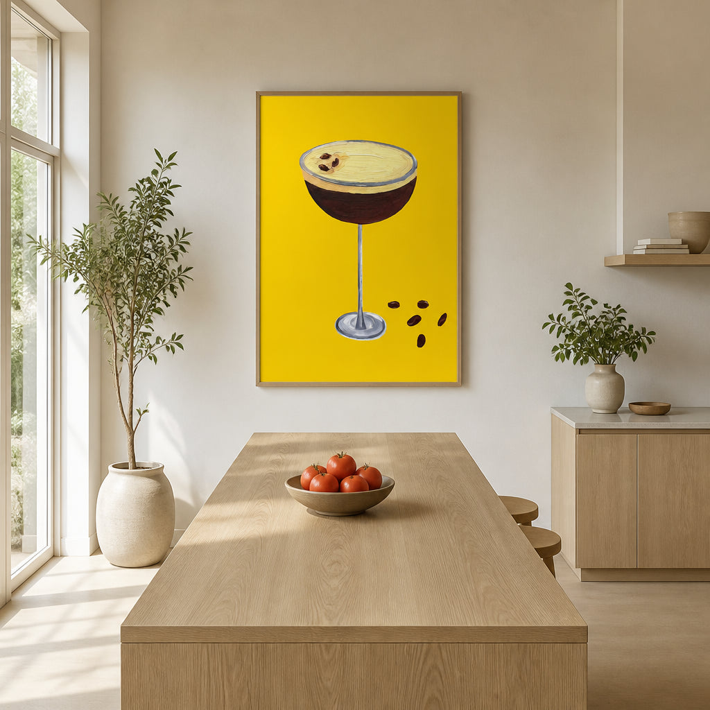 Room mockup featuring Espresso Martini Buttercup Yellow Art Print