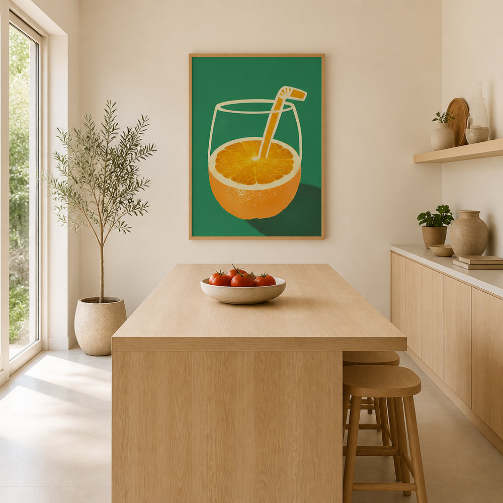 Room mockup featuring Citrus Zest Delight Drinks Art Print