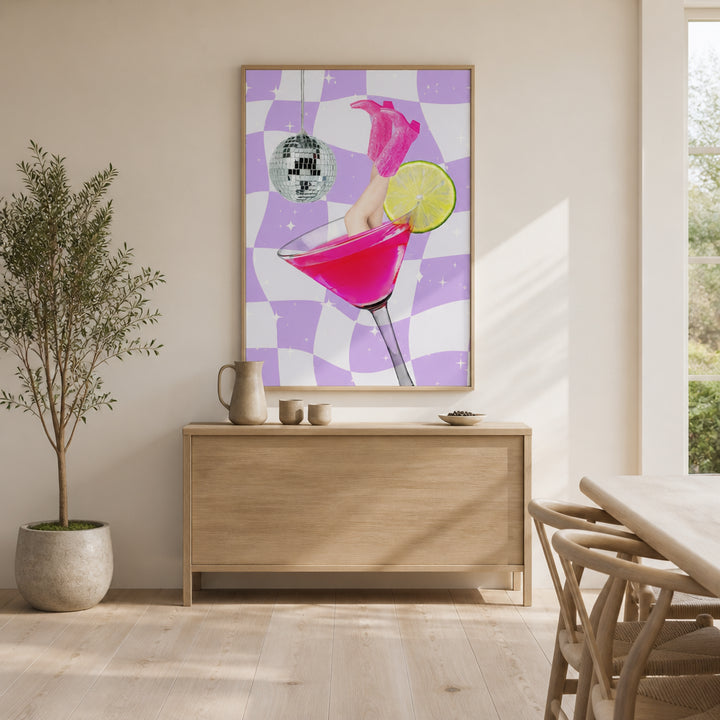 Room mockup featuring Cosmic Cocktail Soirée Contemporary Drinks Print