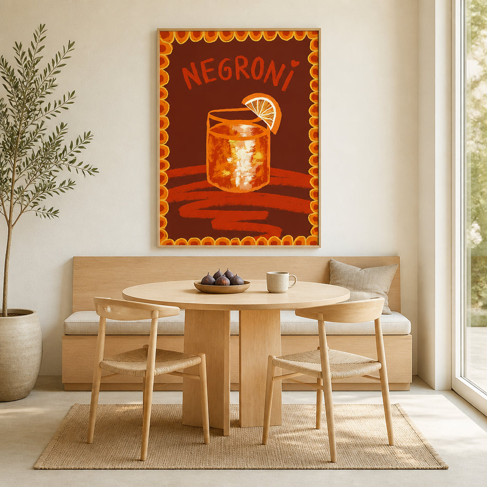Room mockup featuring Cocktail Negroni by Studio Dolci Art Print