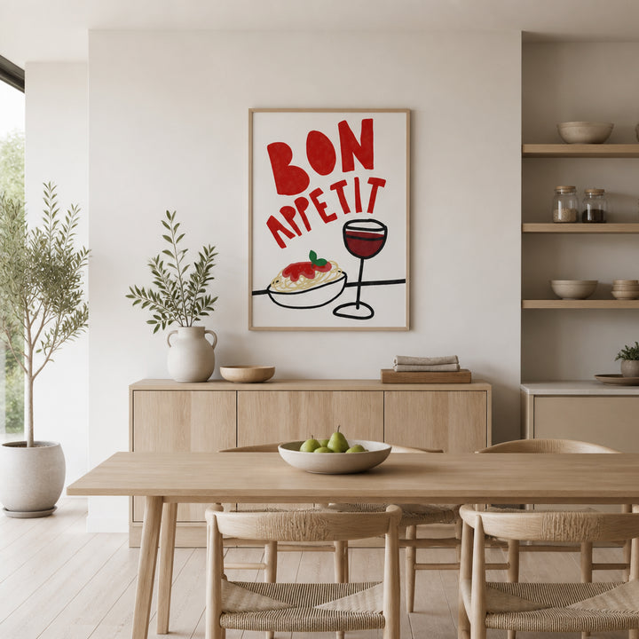 Room mockup featuring Bon Appetit by Athene Fritsch Print Cafe Print