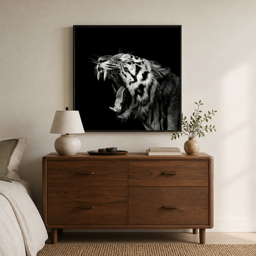 Room mockup featuring Monochrome Majesty Tiger Print