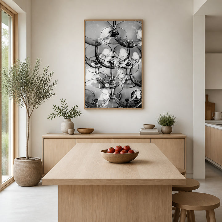 Room mockup featuring Champagne Elegance Monochrome Photography Print
