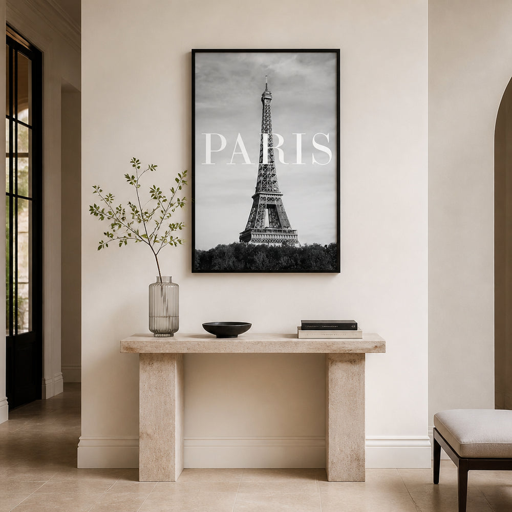 Room mockup featuring Eiffel Text Overlay Print