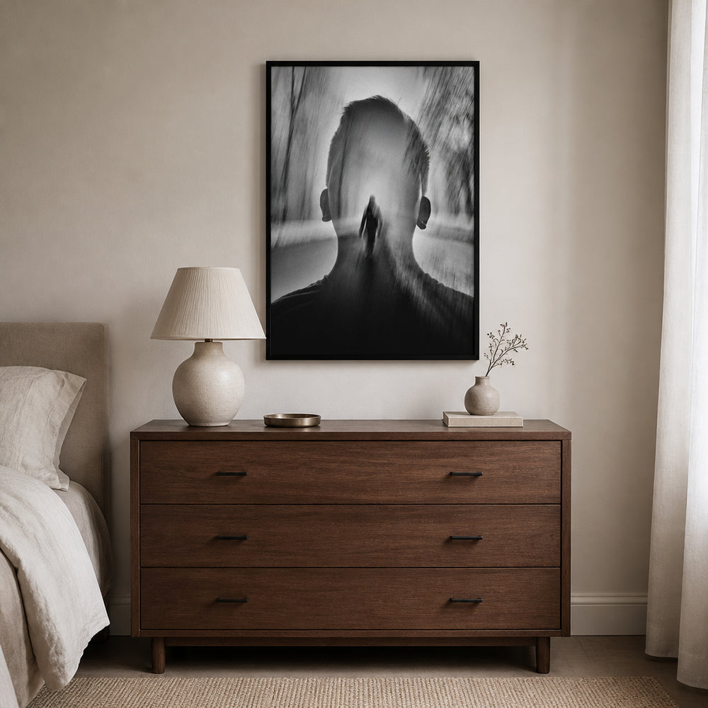 Room mockup featuring Contemplative Echoes Art Print