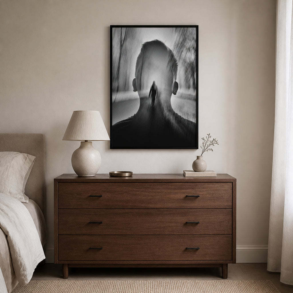 Room mockup featuring Contemplative Echoes Art Print