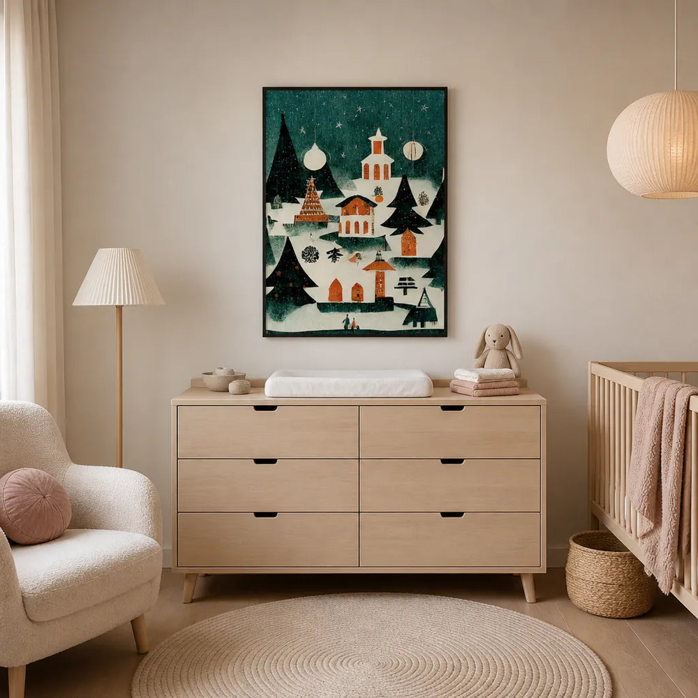 Room mockup featuring Enchanted Winter Evening Print