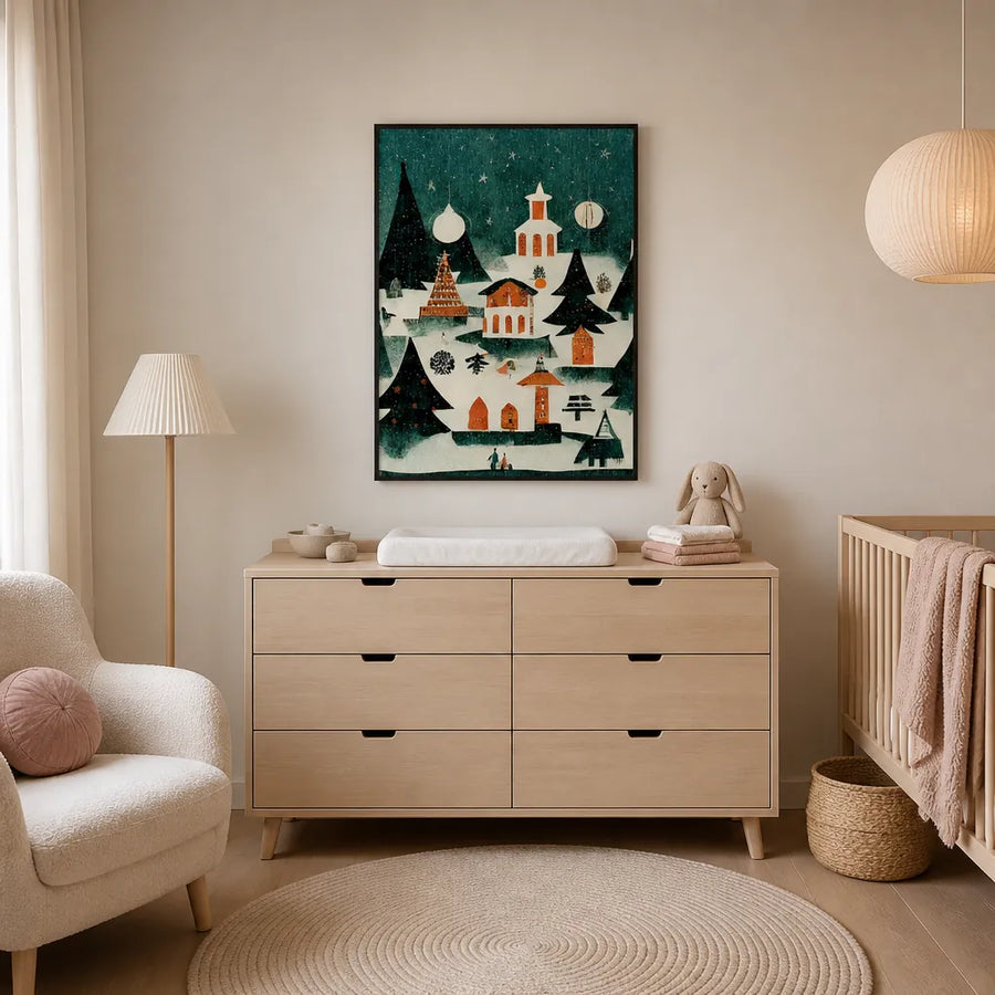 Enchanted Winter Evening Print in a room setting