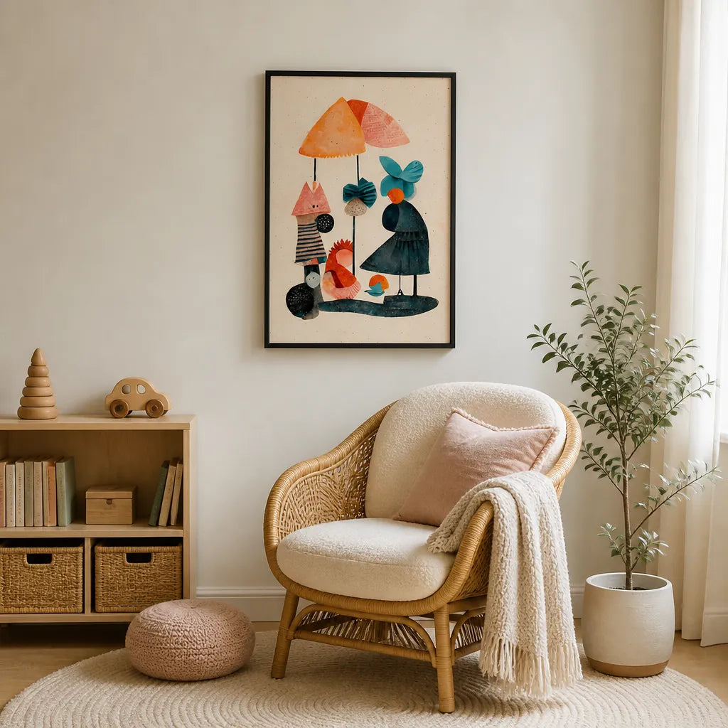 Room mockup featuring Whimsical Togetherness Print