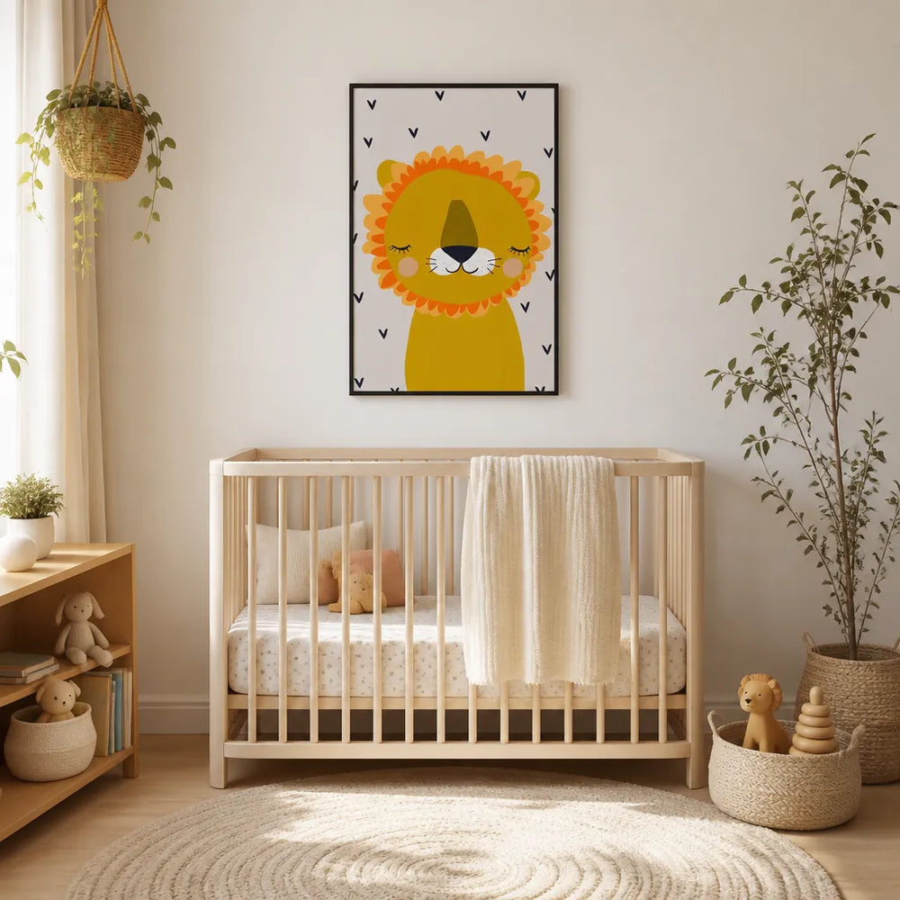 Room mockup featuring Little Lion by Treechild Print