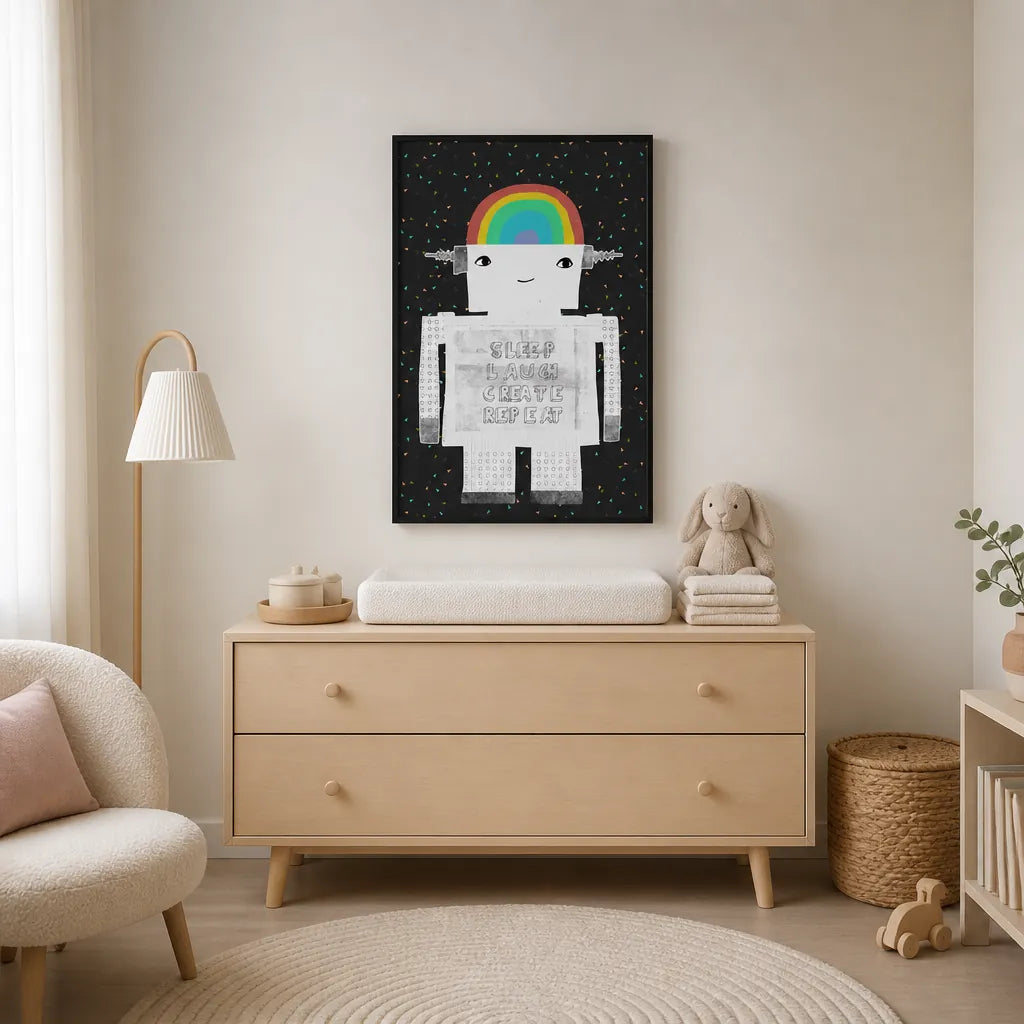 Room mockup featuring Rainbow Robot Inspiration Print