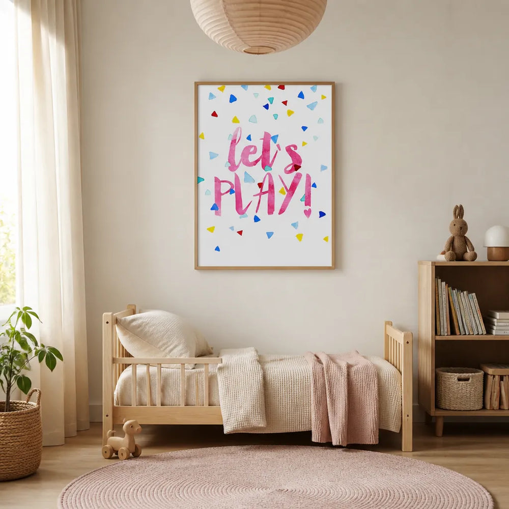 Room mockup featuring Let's Play Children's Art Print