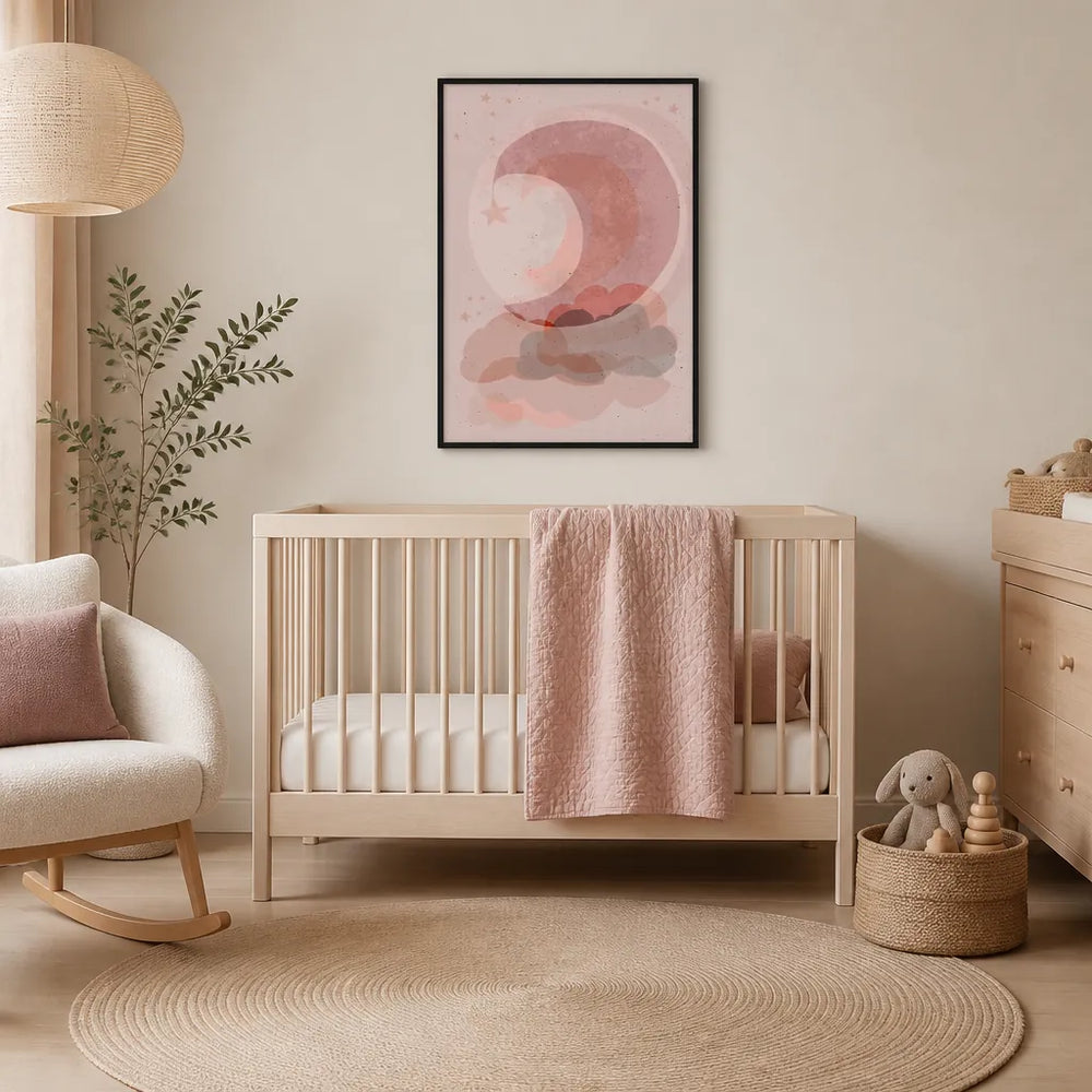 Room mockup featuring Gentle Moon by Treechild Print