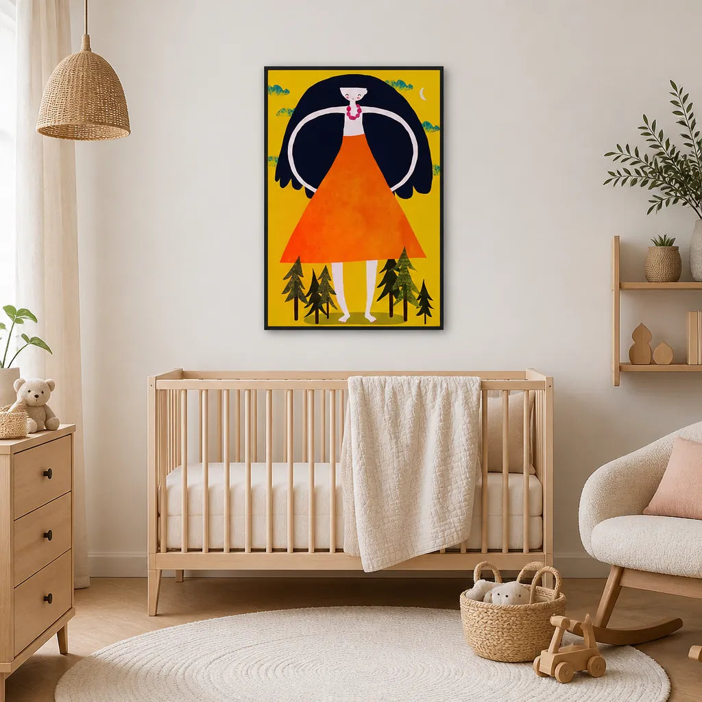Room mockup featuring Gigantic Girl by Treechild Print