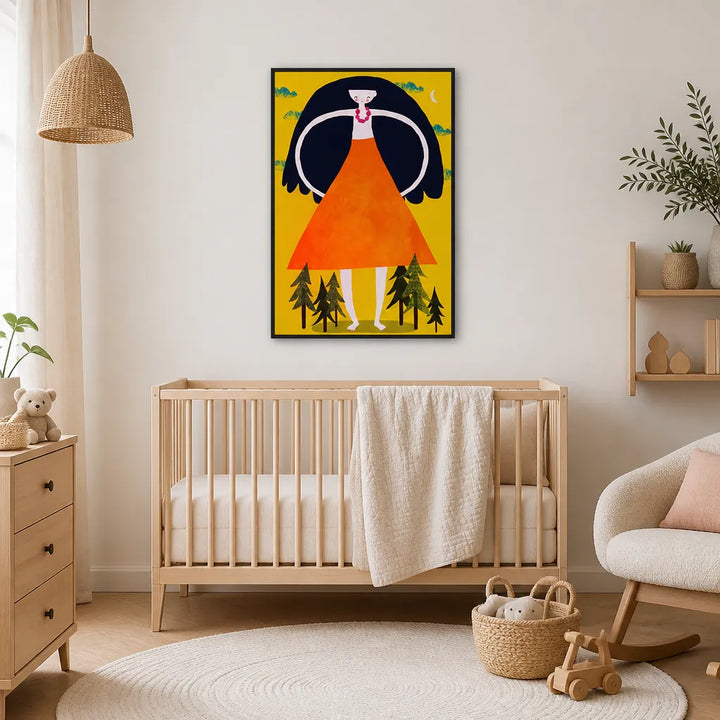 Room mockup featuring Gigantic Girl by Treechild Print