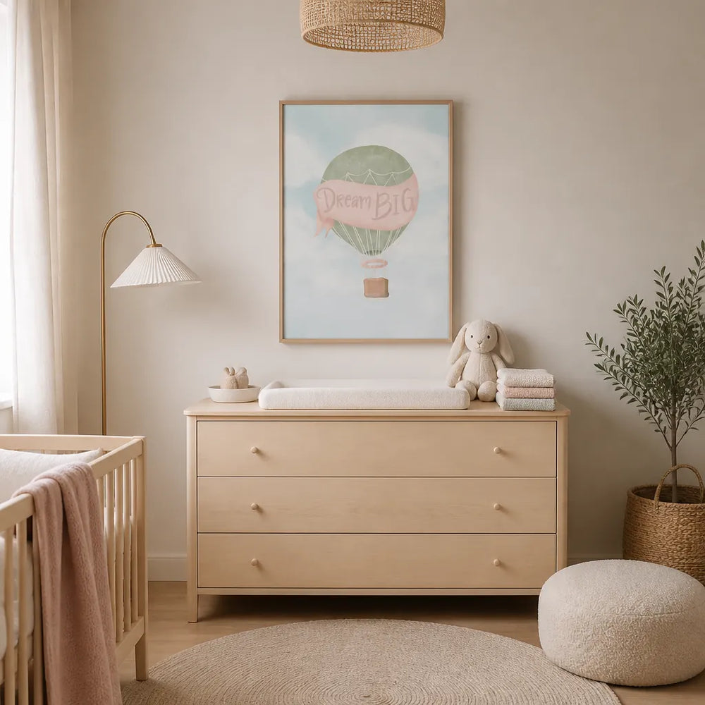 Room mockup featuring Soaring Inspiration Hot Air Balloon Print